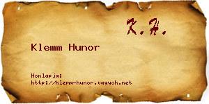Klemm Hunor névjegykártya